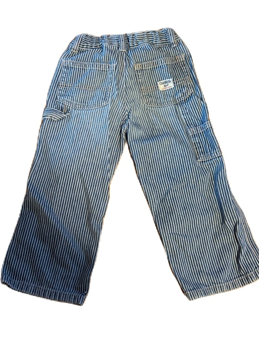 OshKosh B'gosh hickory stripe Railroad Stripe Carpenter Jeans Sz 3 Blue White
